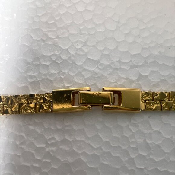 Vintage Unisex 24" Gold-Tone Nugget Textured Chain Necklace Fold-over Clasp - Picture 8 of 8